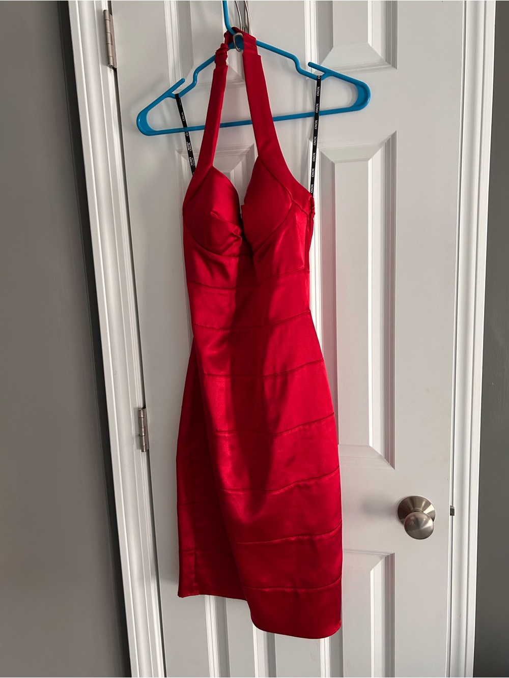 XOXO Red Backless Halter Cocktail Dress